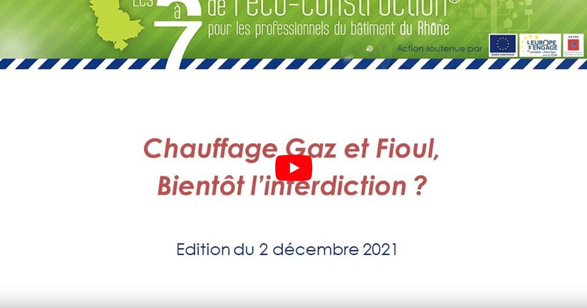 Revoir en vidéo 🖥 Les 5 à 7 de l'éco-construction pour les professionnels du bâtiment du Rhône

Conférence : Chauffage Gaz et Fioul, bientôt l’interdiction ?

Le 02/12/21 à l'<a href="/ALEC_Lyon/">ALEC Lyon</a>
Avec Thierry Rieser d’Enertech et Ali Hamdana d'ERIALOS Concept

ecoconstruction-rhone.fr/?event=chauffa…