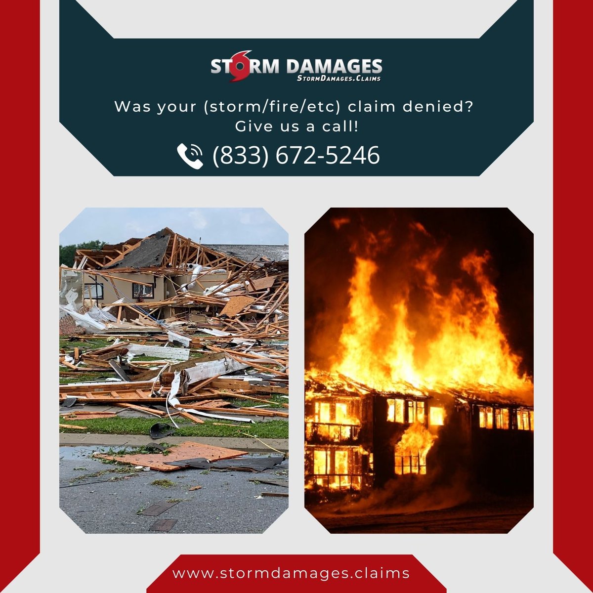 Was your (storm/fire/etc) claim denied? Give us a call! ☎️ (833) 672-5246👈 #insurance #Insuranceclaims #FireDamage #FloodDamage #WaterDamage #WindDamage #stormdamages #tornadoes #floods #hurricanes #InsuranceCompany #commercialinsurance #insuranceloss #securetheproperty