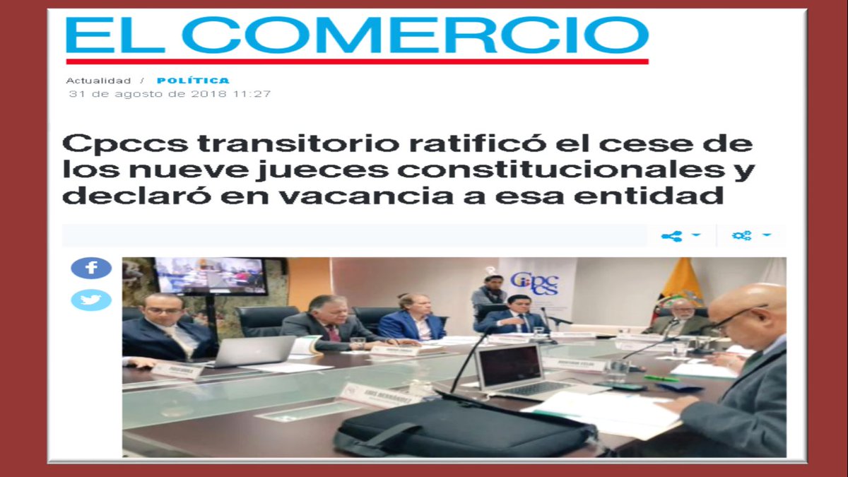 🔴🔴🔴URGENTE #noTBI 🧵9/16 ◼️ 31-Ago-2018: el impresentable de Julio César Trujillo en una de sus más aberrantes decisiones autoritarias e ilegales, se dio el 'lujo' de cesar a toda la @CorteConstEcu y declaró 'vacancia constitucional'!!!