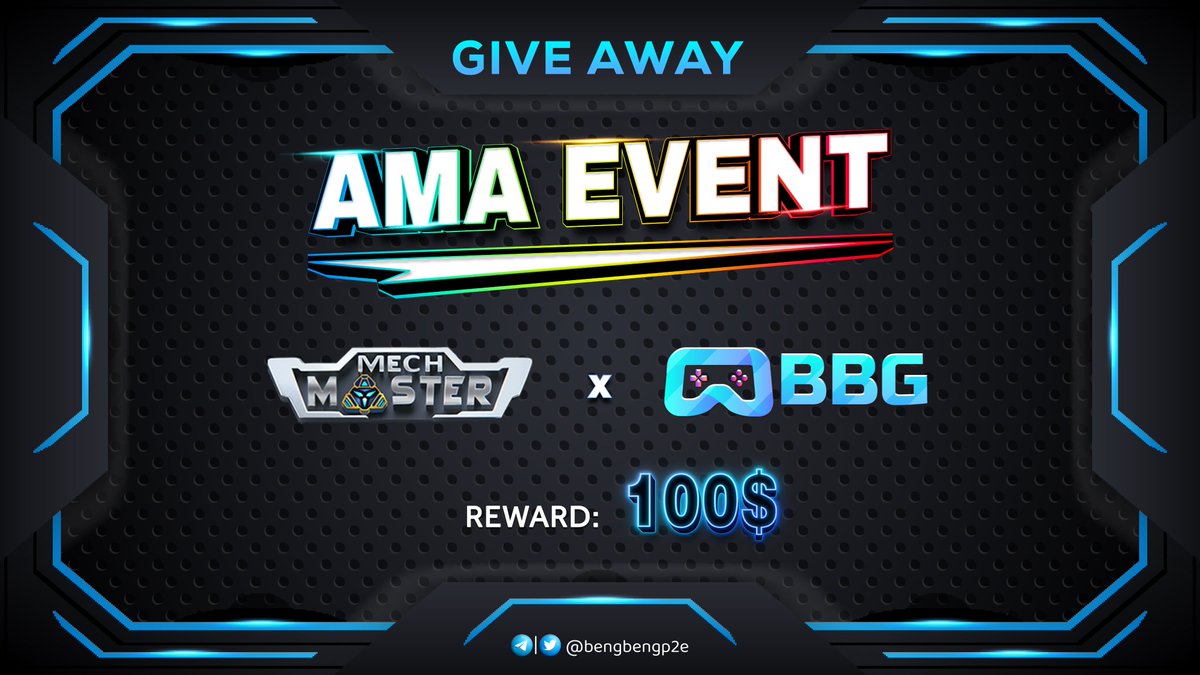📣 AMA Event Giveaway 📣

We're glad to announce a giveaway before the AMA between us.

🎁 Reward: 100$

🔹 Follow <a href="/MechMaster_IO/">Mech Master</a> &amp; <a href="/bengbengp2e/">Beng Beng Gaming</a>
🔹 Only ask a question about <a href="/MechMaster_IO/">Mech Master</a> in cmt.

100$ will be given to the 5 most interesting questions!