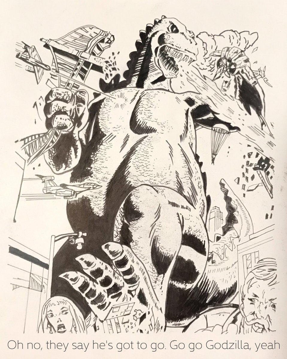 leohayden's tweet photo. #CharacterPlusLyric #Godzilla #BlueOysterCult
Made some real rookie inking mistakes on this guy. But I don’t hate it despite that. Also picked up some Bristol board which I’ve never used before. Great stuff! Also need to ink the lyrics yet. #sketches #drawingoftheday https://t.co/8dXoBikVUC