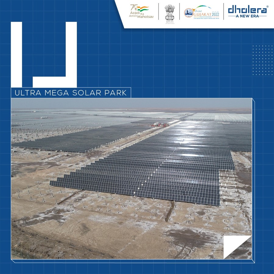 DholeraOfficial's tweet photo. U - Ultra Mega Solar Park  

The Ultra Mega Solar Park will make the city self-sustainable with a capacity of 5000MW and this renewable energy will also impact the production of clean energy promoting a greener Dholera. https://t.co/6JwQM9HHbO