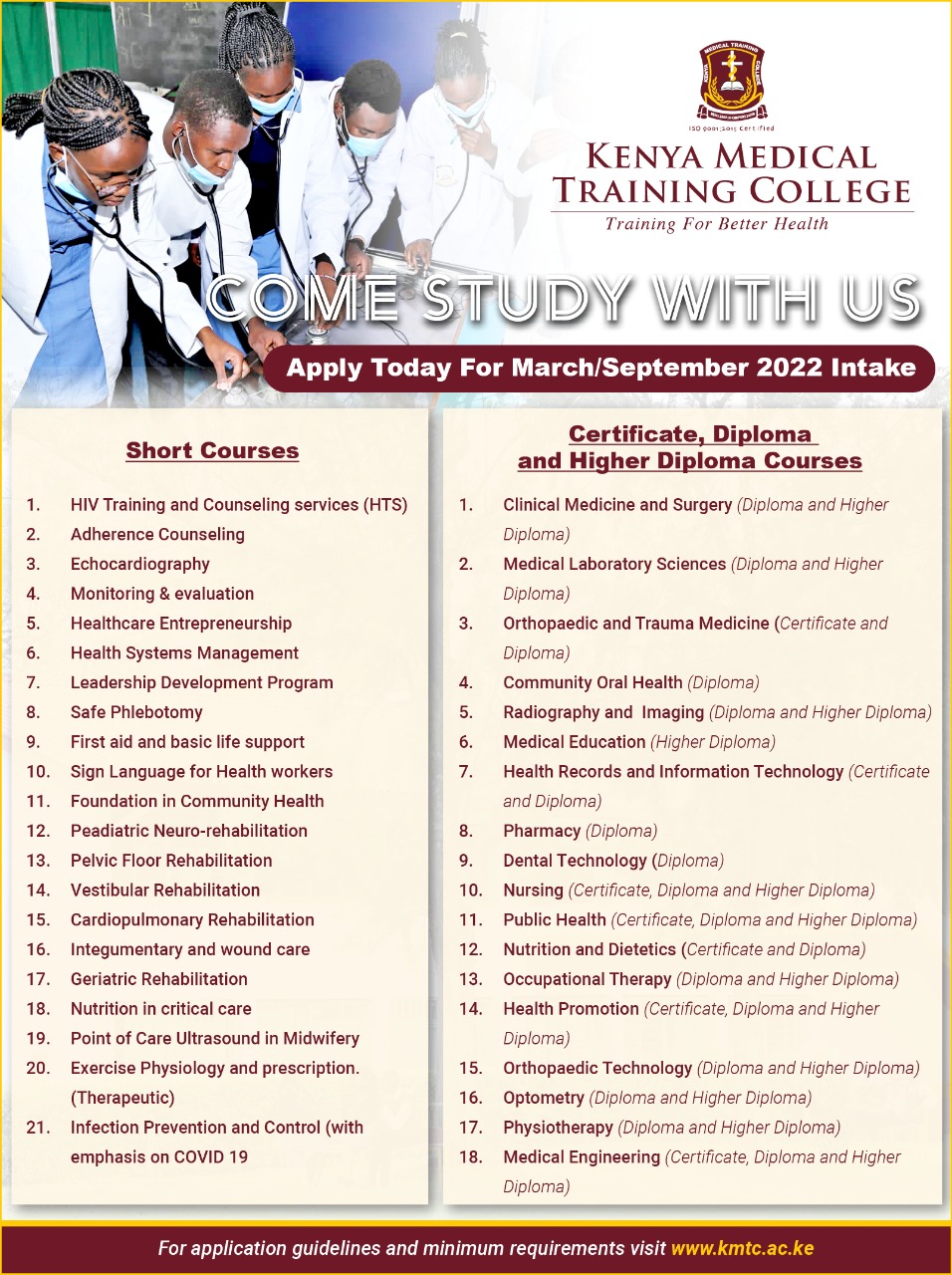 Kmtc sales intake 2019