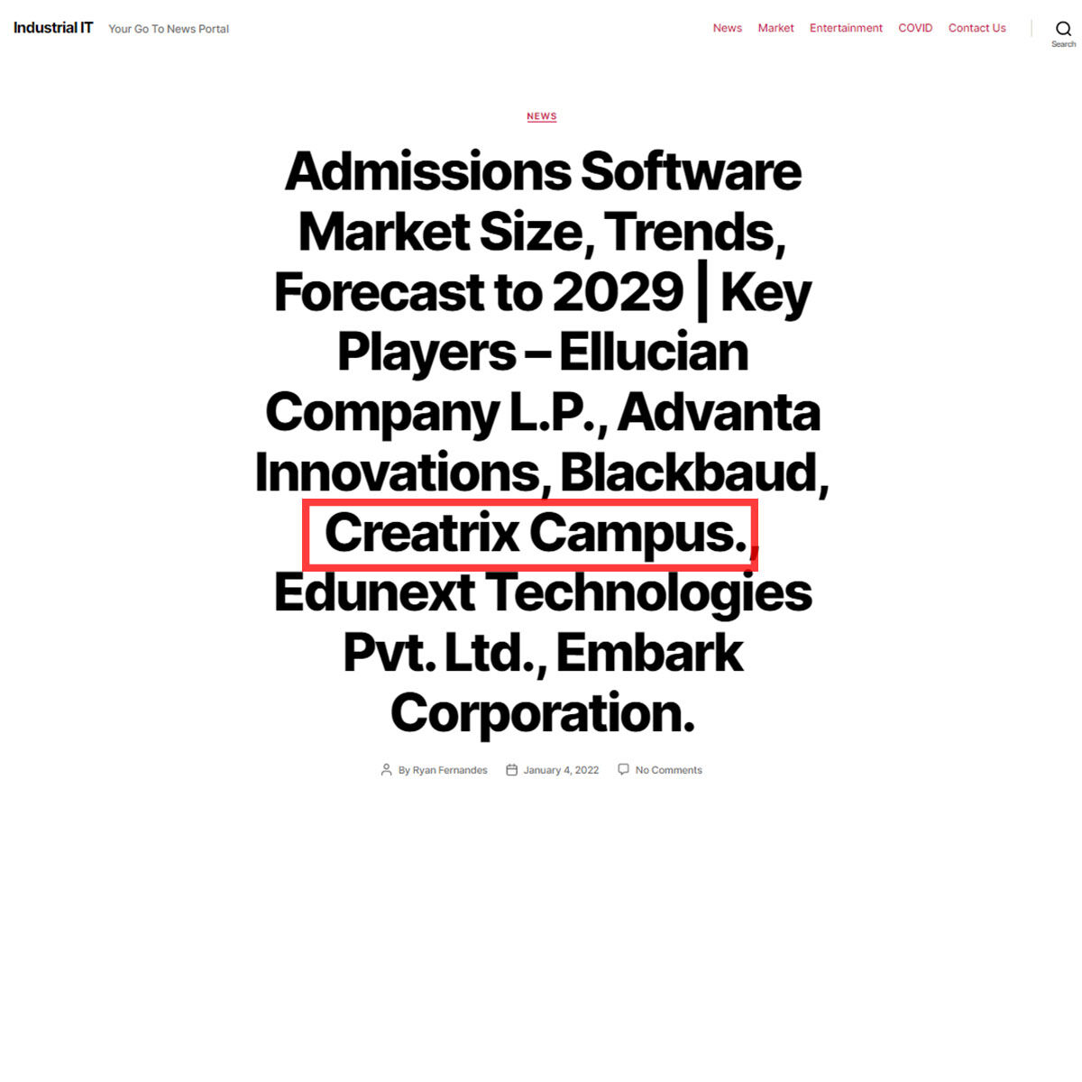 creatrixcampus's tweet image. IndustraiI IT have mentioned Creatrix Campus as one of the key players in the admission software market Check out the article at : bit.ly/34vmXGt
To know more about creatrix admission management software : bit.ly/3EZRKYf
#creatrixcampus  #admissionsoftware #