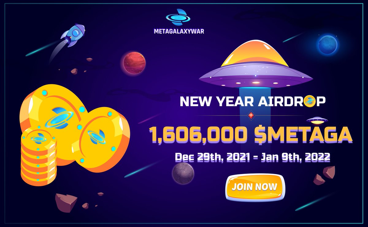 ⏳ JUST 4 DAYS LEFT UNTIL METAGALAXYWAR AIRDROP #1 OFFICIALLY END! 
❗️ Never miss free New Year Airdrops! Automated Airdrops in your wallet - without a lot of effort, join and win $METAGA via: 
👉 t.me/meta_galaxy_wa… 
#BSC #BinanceSmartChain #PlayToEarn #METAGALAXY #METAGA