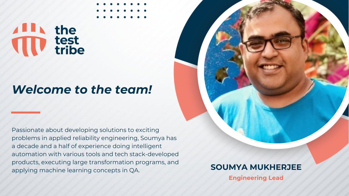 the_test_tribe's tweet photo. Super-Happy to Welcome @QASoumya as our community advisor! ๐คฉ
With Soumya on board, we are sure, we will have the right technological and community inputs to serve our ever-growing community better and be more market-ready!
.
.
.
.
.
#testing #advisor #communityadvisor https://t.co/SgUn62sY9J
