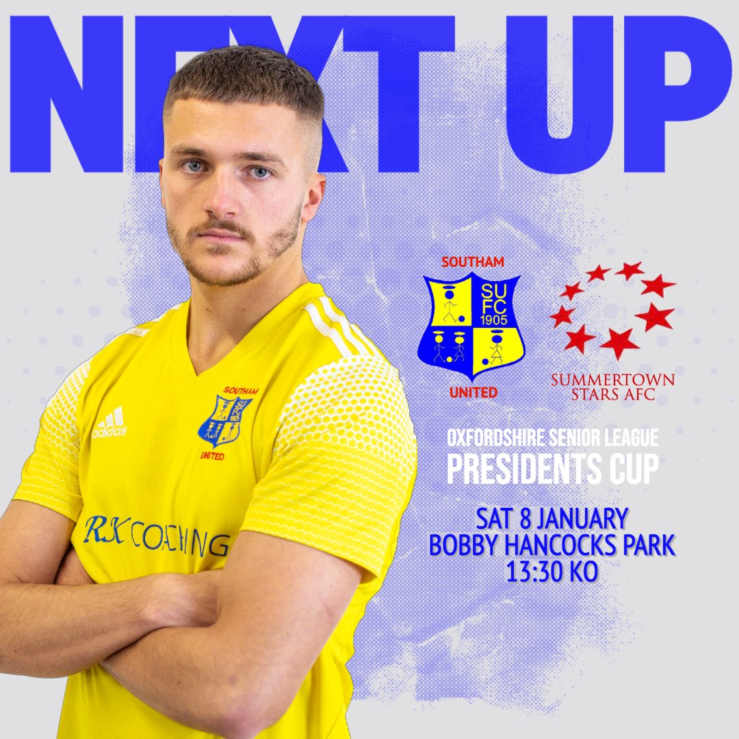 SouthamUnitedFC's tweet photo. 📢 WE'RE BAAACCKK! 

Next Up we welcome @SummertStarsAFC to Bobby Hancocks Park for a Presidents Cup Round of 16 tie. 

🍔🍻 Once again food and drinks will be available at the ground! We look forward to seeing everyone there.

🟡🔵🟡🔵🟡 https://t.co/tw739ehZgO