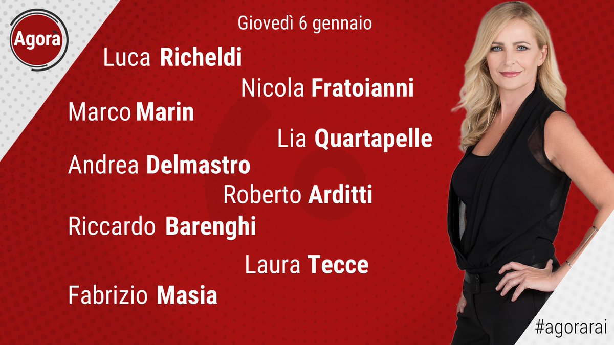 Ecco gli ospiti di <a href="/luisellacost/">luisella costamagna</a> ad #agorarai. Vi aspettiamo su <a href="/RaiTre/">Rai3</a>