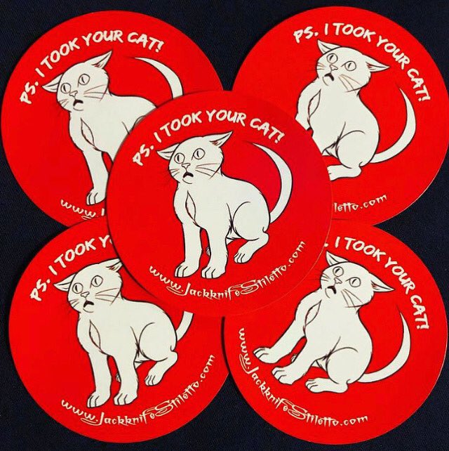 JknifeStiletto's tweet photo. It’s #NationalStickerDay! Get any stickers on our store for only $2! 😻🎉 https://t.co/iWZL75Mmj8 https://t.co/WFPPbBCcQh