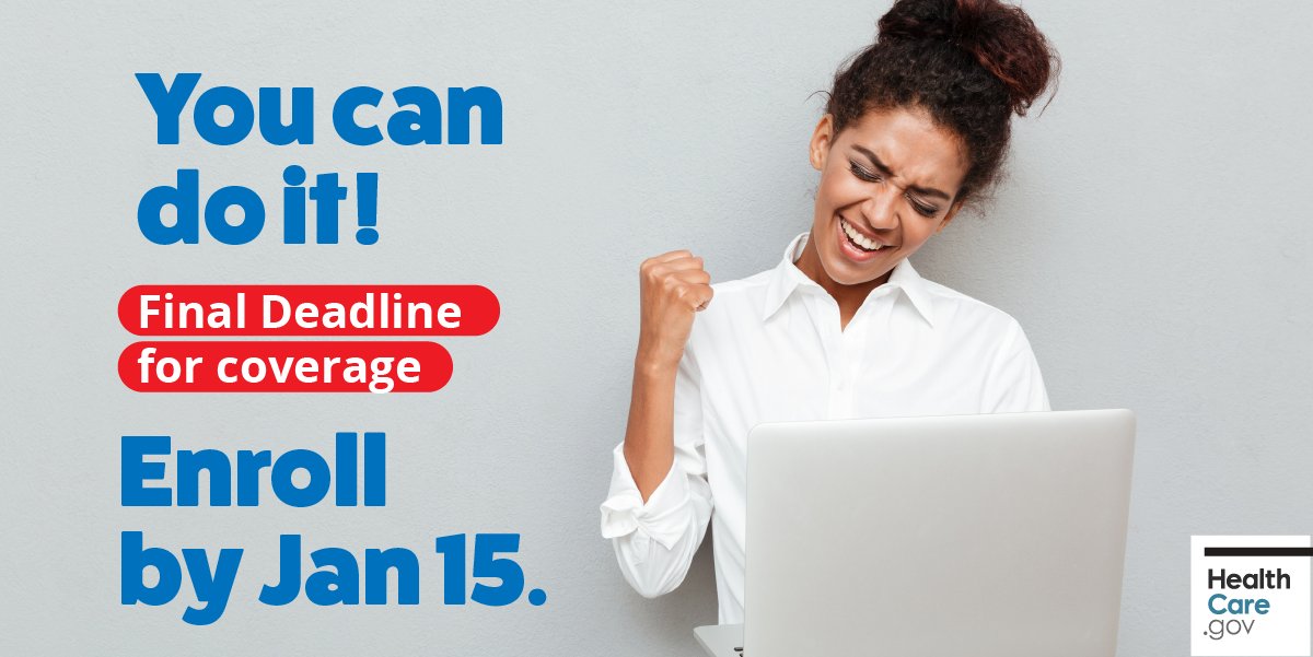 HealthCareGov's tweet image. Open Enrollment ends at midnight on January 15th!  Enroll in an affordable health insurance plan TODAY to #GetCovered in 2022. Sign up here:  healthcare.gov/get-coverage