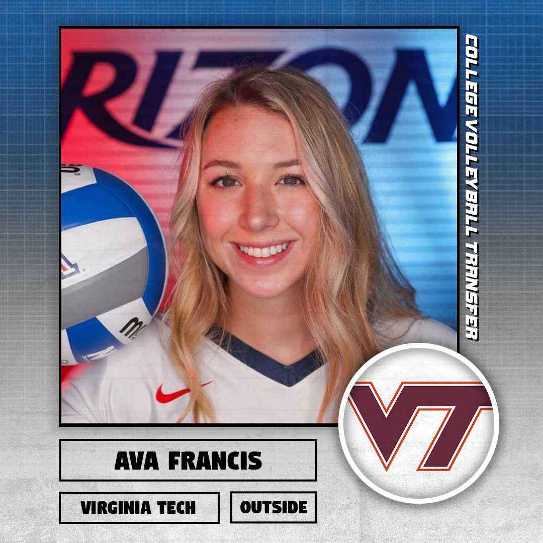 𝗩𝗼𝗹𝗹𝗲𝘆𝗯𝗮𝗹𝗹 𝗧𝗿𝗮𝗻𝘀𝗳𝗲𝗿

✏️: Ava Francis
🏐: Outside Hitter
⬅️: Arizona
➡️: <a href="/HokiesVB/">Virginia Tech Volleyball</a>
🐥: <a href="/Ava_Francis24/">Ava Francis</a>

#CollegeVBTransfers | #NCAAWVB