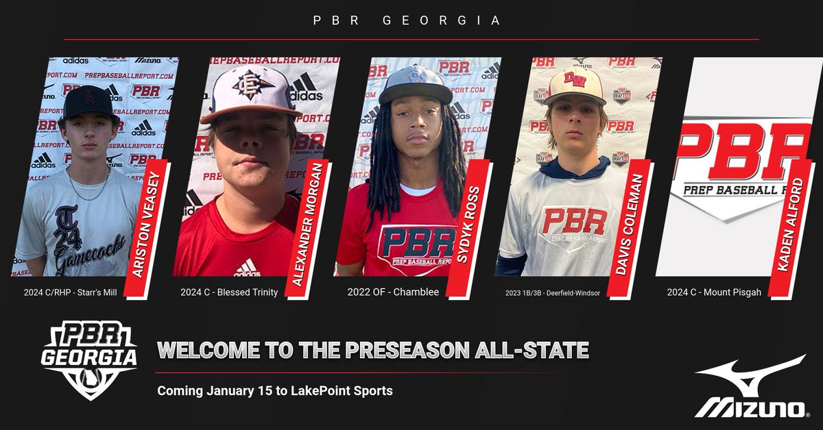 PrepBaseballGA's tweet photo. 𝗣𝗿𝗲𝘀𝗲𝗮𝘀𝗼𝗻 𝗔𝗹𝗹-𝗦𝘁𝗮𝘁𝗲

Welcome the following players!

🧢'24 C/RHP Ariston Veasey
🧢'24 C Alexander Morgan
🧢'22 OF Sydyk Ross
🧢'23 1B Davis Coleman
🧢'24 C Kaden Alford

Who's Next 👀>> https://t.co/DcPo42Y3eN https://t.co/oR3UQTdAlZ