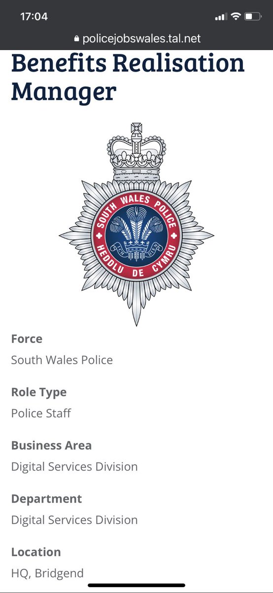 ElisaGrace1's tweet image. Fed up of doing the same thing day in day out? Did you decide 2022 was going to be your year?  
Take a look at the Benefits Realisation Manager role advertised by South Wales Police. £38k starting salary. Come help us measure the success of our digital developments.