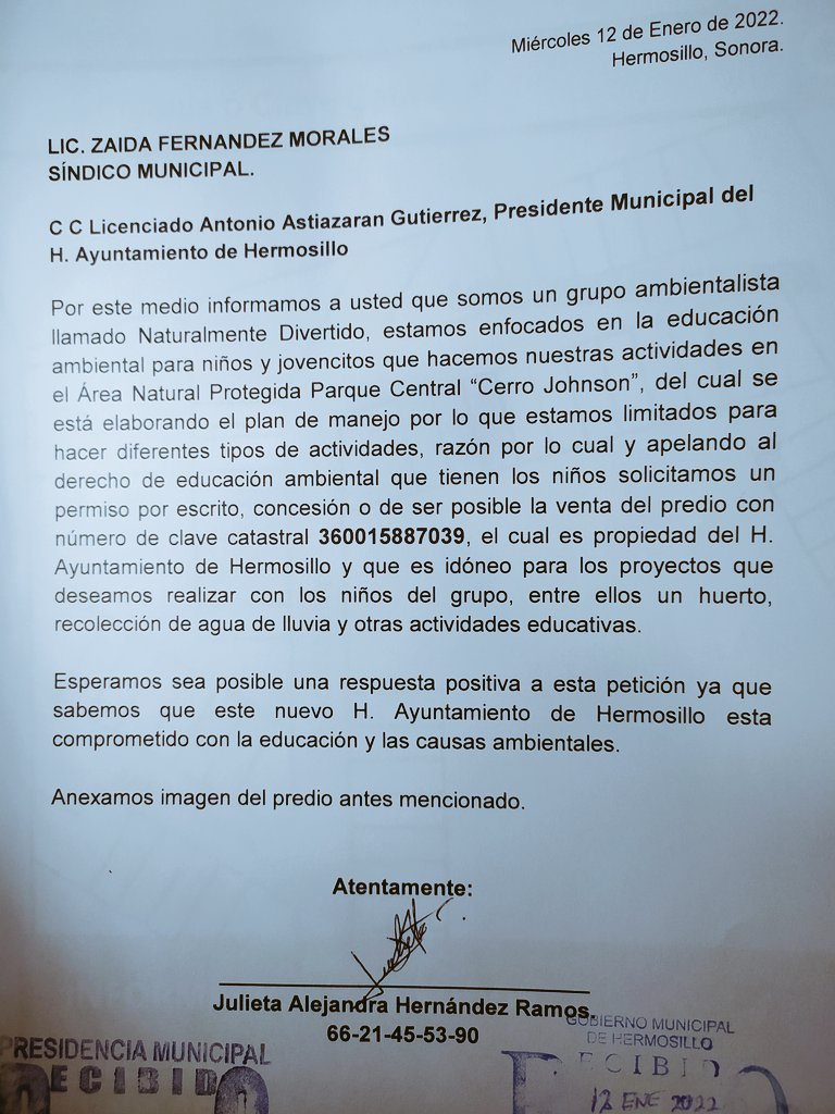 NaturalmenteDiv's tweet photo. Ayer hicimos está petición en sindicatura municipal y presidencia municipal, ojalá sea positiva la respuesta. @tonoastiazaran @CIDUE_HMO https://t.co/UW7ASd0bPS