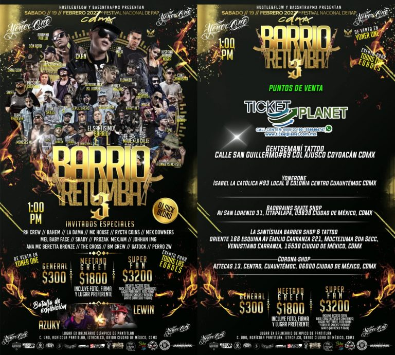 La Ciudad de México retumbará con  "EL BARRIO RETUMBA"
Entre los artistas que formarán parte de este gran encuentro de rap mexicano esta <a href="/ckan98/">C-kan</a> , <a href="/AriannaPuello/">Arianna Puello oficial</a> , <a href="/HISPANA1988/">MAMBA NEGRA-HISPANA</a> ,<a href="/coko_yamasaki/">Coko Yamasaki ❤️‍🩹</a> , <a href="/Yerackrochaboy/">Yerack Rocha</a> , @daniflow0 , <a href="/TeeamRevolver/">‘92</a>..

prensafan.com/el-barrio-retu…