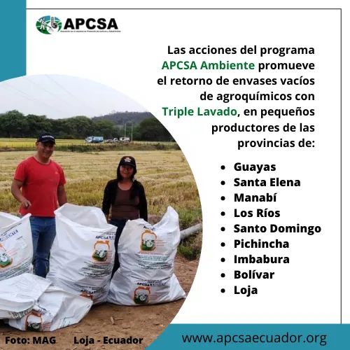 🙋‍♂️ Recuerde realizar el #TripleLavado a los envases vacíos de #agroquímicos antes de depositarlos en el centro de acopio más cercano.
En #APCSA trabajamos por una #AgriculturaSostenible respetuosa con el Medio Ambiente.
