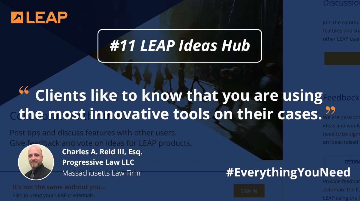 PeteratLEAP's tweet photo. #Innovation is at the heart of what we do. The LEAP Ideas Hub gives our clients the ability to share and discuss ideas powering us to make @LEAP4Lawyers the best #legal practice productivity solution and #everythingyouneed to run your #lawfirm: https://t.co/HfWDk8QvwN #legaltech https://t.co/fYgMCKiJU6