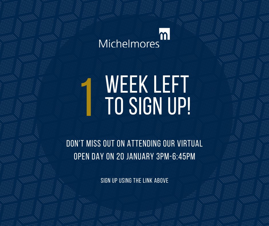 Michelmores Careers (@mmcareers) on Twitter photo 7 days until our Trainee virtual open day. Do you want to find out more about <a href="/MichelmoresLaw/">Michelmores</a>, life as a trainee and meet some of our partners? If the answers a yes, don't hesitate and sign up now.
lnkd.in/dvEfsY4w
#trainingcontract #trainees #lawyer #openday 7 days until our Trainee virtual open day. Do you want to find out more about <a href="/MichelmoresLaw/">Michelmores</a>, life as a trainee and meet some of our partners? If the answers a yes, don't hesitate and sign up now.
lnkd.in/dvEfsY4w
#trainingcontract #trainees #lawyer #openday