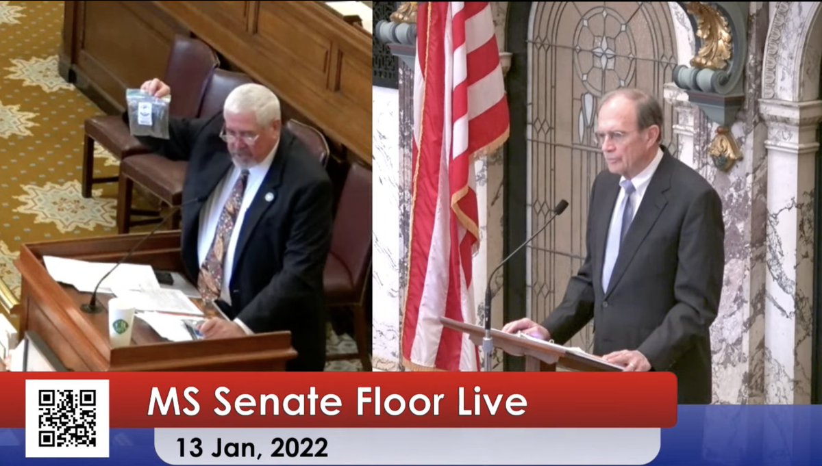 tomangell's tweet photo. BIG: The Mississippi Senate just voted to legalize medical marijuana despite Gov. Tate Reeve’s veto threat over patient possession limits he thinks are too high.

On to the House…

https://t.co/OjeaIbMMEx https://t.co/CdXZmBq3KT