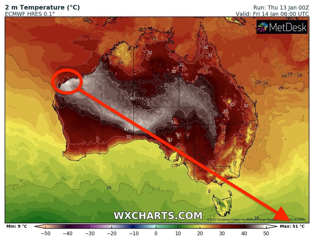 Oggi in Australia si sono toccati i 50.7 °C, la temperatura più calda mai registrata nell’emisfero australe #ClimateCrisis