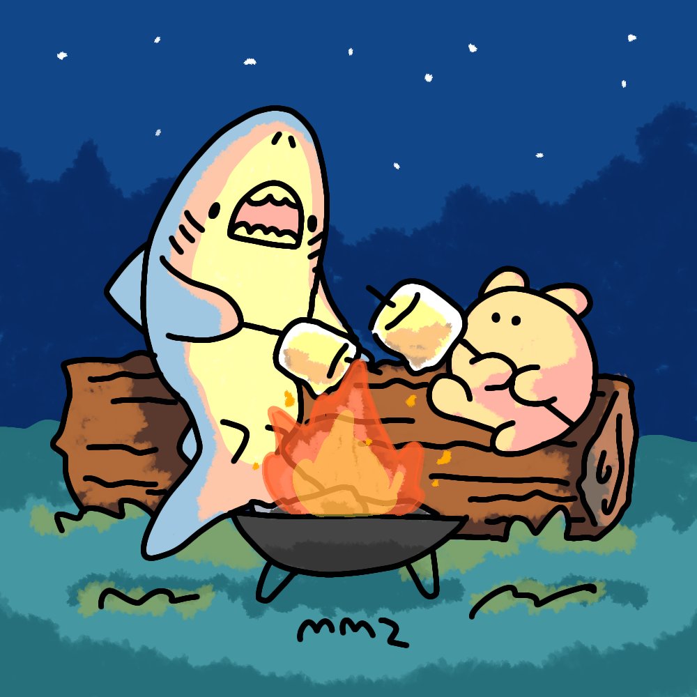 campfire night no humans food open mouth outdoors holding  illustration images
