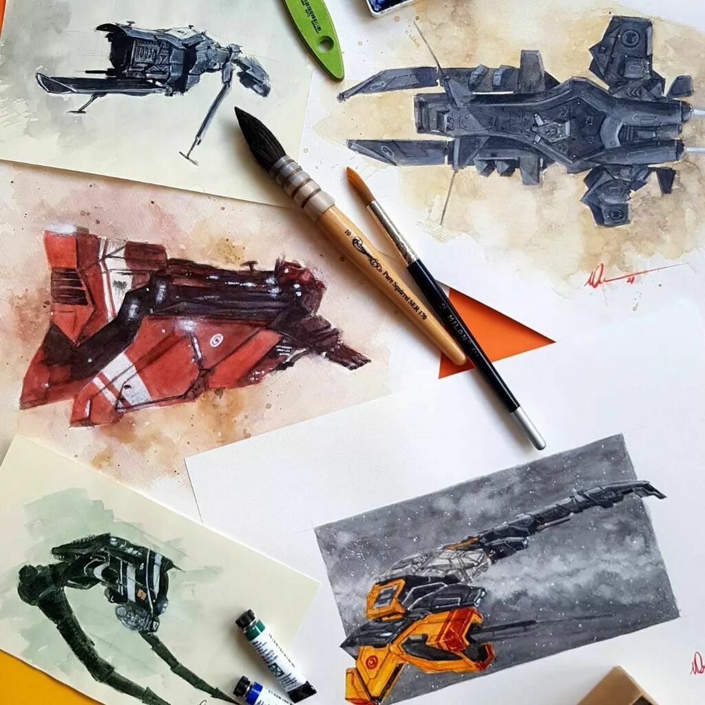 Some of the #EveOnline paintings I have still waiting to be sold, all #watercolours created under licence of #CCPGames 
.
#spaceships #tweetfleet #art #artwork #scifiartwork #scifispaceships #watercolor #aquarelle #aquarellepainting instagr.am/p/CYq7OC4Kskd/