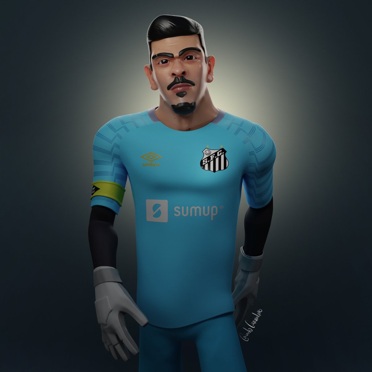 3d_camilo's tweet photo. 3D do João Paulo, fiz ele como estudo de escultura, retopologia, UV e Substance Painter pra finalizar fiz o rigging dele no Blender para as poses. Além de homenagear o melhor goleiro do Brasil. #3dart #3dcharacter #zbrush #substancepainter #blender3d #cyclesrender  @SantosFC https://t.co/8KrIDHn2yq