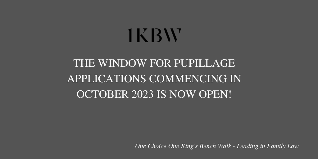 We are now accepting applications for pupillage for October 2023. Please apply through the application form on the website (1kbw.co.uk/careers/pupill…). Closing date is Wednesday 9th February 2022 at 2pm.