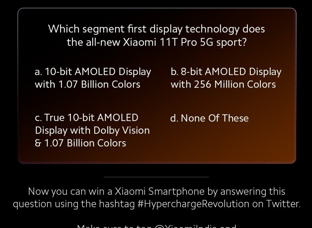 rathinavel10's tweet image. C. True 10-bit amoled display with Dolby vision and 1.07 billion colors

#HyperchargeRevolution 
#Hyperphone
#Xiaomi11TPro5G 

@XiaomiIndia @amazonIN
