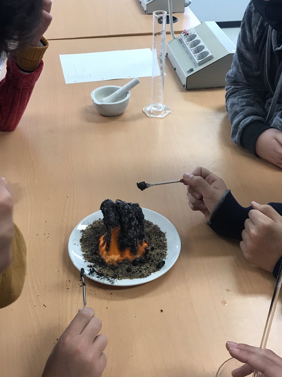 Avui a 1r eso hem volgut millorar la recepta de la serp de carbó treballant el control de variables.El grup que ha triat el doble de sucre ha fet una anaconda!😄.Dilluns analitzarem la longitud de cada serp i treurem conclusions. Com mola ser profe de ciències ❤️🎉 <a href="/SunsiMora/">Institut Sunsi Móra</a>