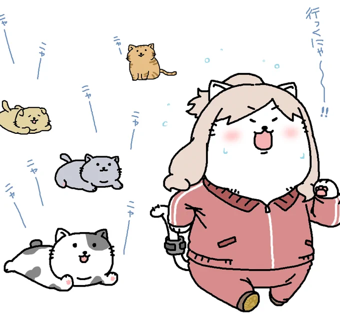 【日刊たのしい前川】外でジョギングをしていたら、近所の猫達が集まってきちゃった前川 