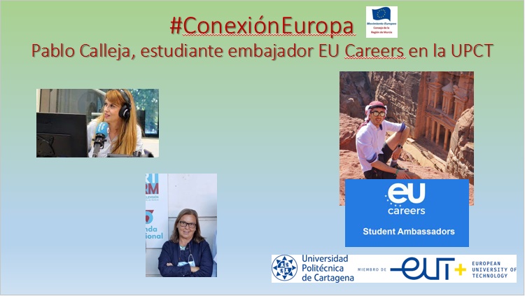 AsociacionAmae's tweet photo. #AñoEuropeoDeLaJuventud #ConexiónEuropa Hoy, @pablocalleja96 estudiante embajador @EUCareers_ESP en @UPCTnoticias Si quieres saber en qué consiste este cargo y los requisitos  para presentar candidatura, 👉https://t.co/Nu7l13N92N @MiradorORM @EU_Careers  https://t.co/c2kh4DTT1A https://t.co/i8qcPPchoj