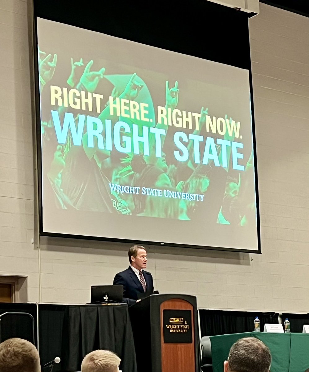 EERhinehart's tweet image. Fantastic turnout at this morning’s @DBJnews Economic Forum! @WSUPrezSue @wrightstate