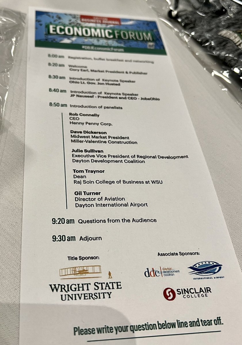 EERhinehart's tweet image. Fantastic turnout at this morning’s @DBJnews Economic Forum! @WSUPrezSue @wrightstate