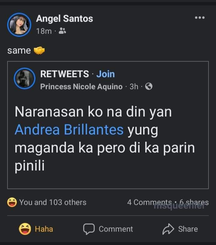 msqueenier's tweet photo. DI NAMAN SA CHISMOSA AKO HAHAHAHAHA PERO KASI..DO YOU GET DEJA VU, ANDREA? CHAROT HAHAHAHAHAHA https://t.co/ObZ12NAHYS