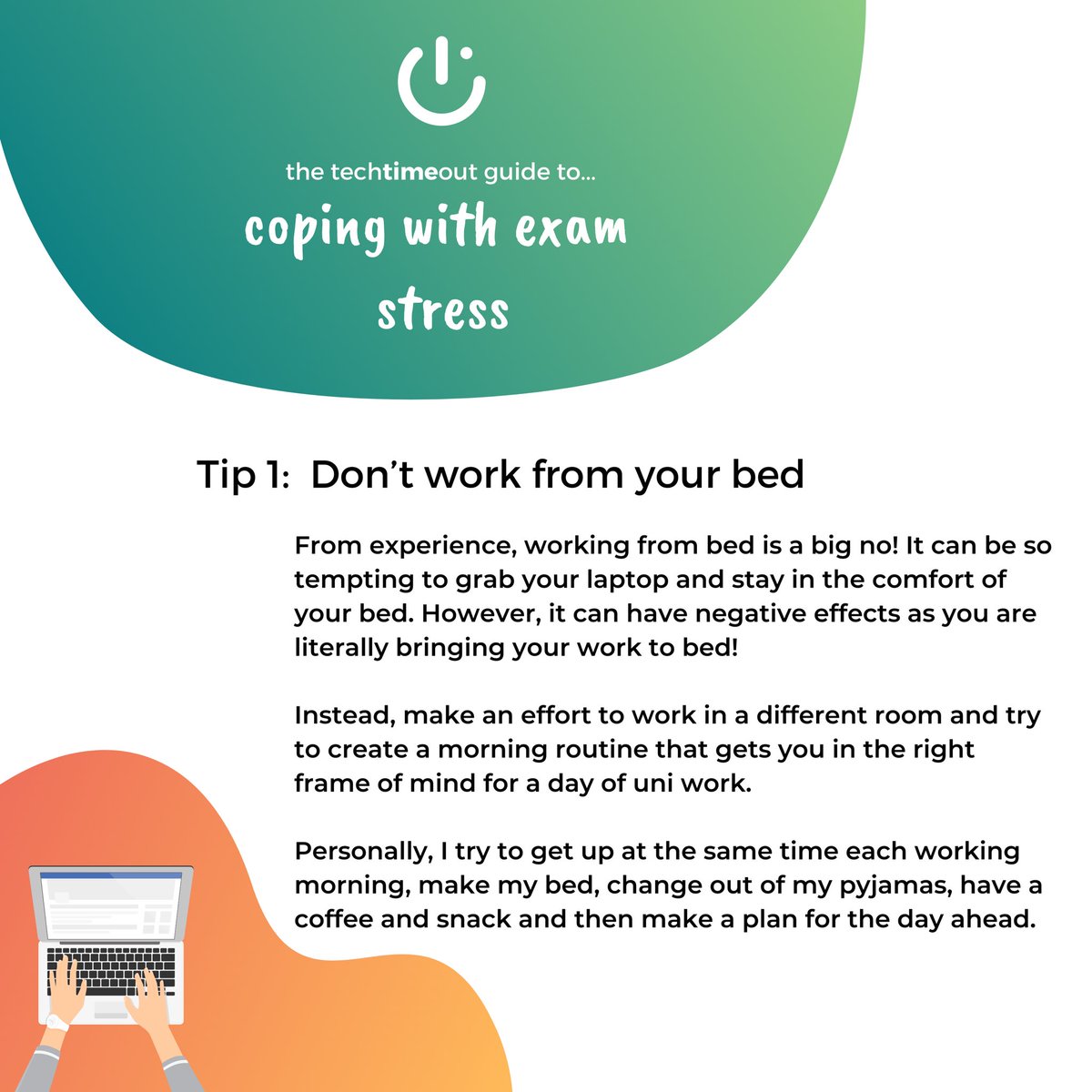 techtime_out's tweet photo. Here is another techtimeout guide, which follows from our Instagram live with Abodus Student Living!
This guide focuses on how to cope with exam stress
Let us know in the comments your top tips on coping with exam stress!
#instagram #instagramblog #guide #toptips #examstress https://t.co/qINuTqIO11