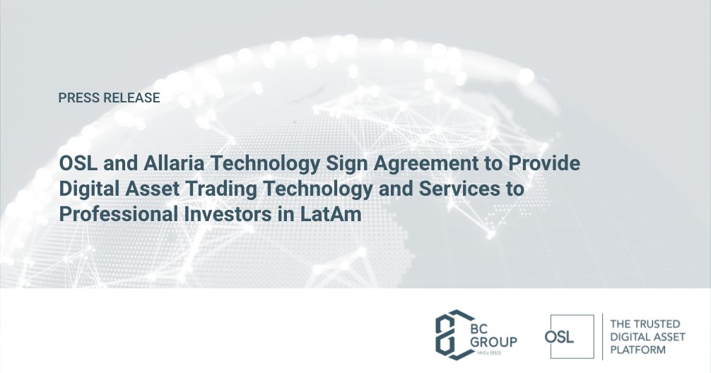 OSL and Allaria Technology Services have signed an agreement to provide comprehensive, secure and compliant digital asset trading and custody technology, services and liquidity to institutional and professional investors in Latin America.

Read more: osl.tiny.us/386w5jt2