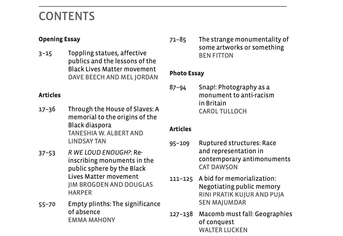 Art &amp; the Public Sphere Journal Volume 10. Number 1🔴

🔴intellectbooks.com/art-the-public…

Edited by <a href="/MelJordan14/">Mel Jordan</a> and Dave Beech🔴

#BLM #publicsphere #TopplingStatues #PullThemDown
#antimonuments #urbanmemory