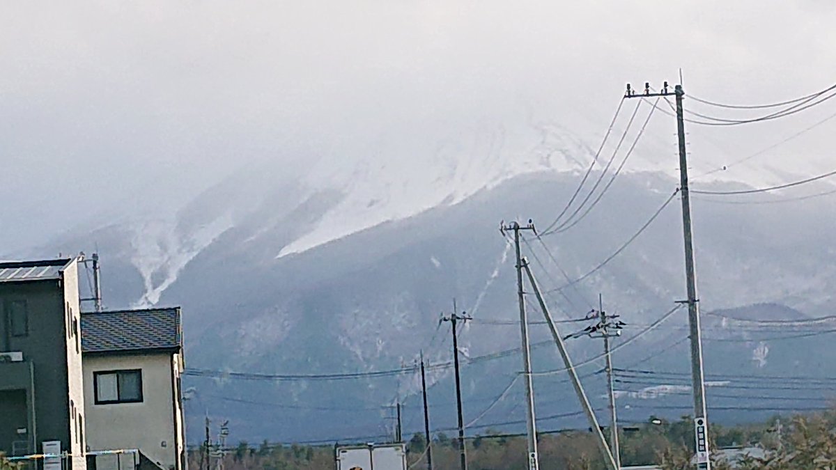 2022年1月13日の富士山🗻 今日の富士山は雪が舞ってる感じで白く霞んで上の方が見えませんでした⛄😭こっちの地域は晴れたり曇ったりで寒かったです🥶🥶