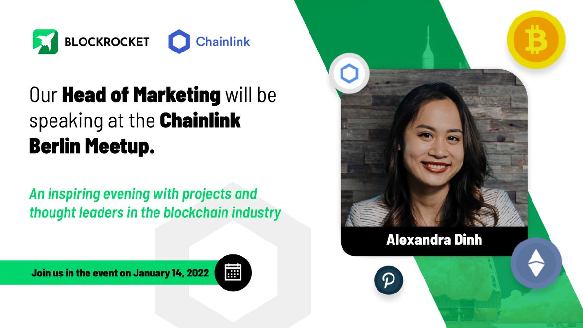 blockrocketvc's tweet photo. We are excited to announce that our Head of Marketing will be speaking at the Chainlink Berlin Meetup tomorrow from 6PM to 10PM (CET).

Get your ticket here: https://t.co/Ski2ZMVySU

Come and join us!

#blockchain #cryptocurrency #crypto #VC #startup #investment #chainlink https://t.co/fSRuo2kREp