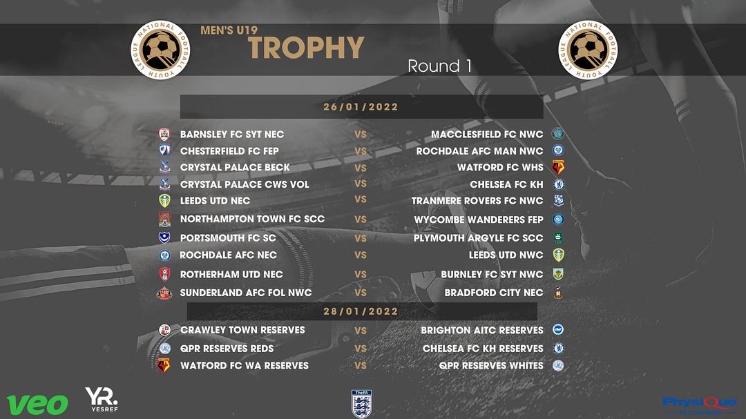 NFYLU19U23's tweet photo. Here is the draw for Round 1 of the NFYL @NFYLU19 Trophy 🏆
Games to be played on 26/1 and 28/1 ⚽️
#football #soccer #sports #futbol #fifa #sport #team #goal #skills #gol #like #follow #love #futebol #footballplayer #instagram #f #nfyl #cup #nfyltrophy https://t.co/RShAhDbNLb