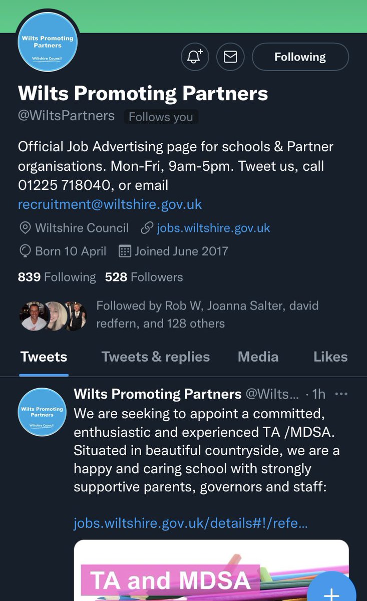 Did you know that we can advertise your job vacancies for you? 

What’s included…

📣 advertising space up to 4 wks on <a href="/WiltsC_Careers/">Wiltshire C Careers</a> website. 

📣 Targeted social media across Twitter, Instagram &amp; Facebook.

📣 And shared across various job boards. 

#JobSearch #jobseekers
