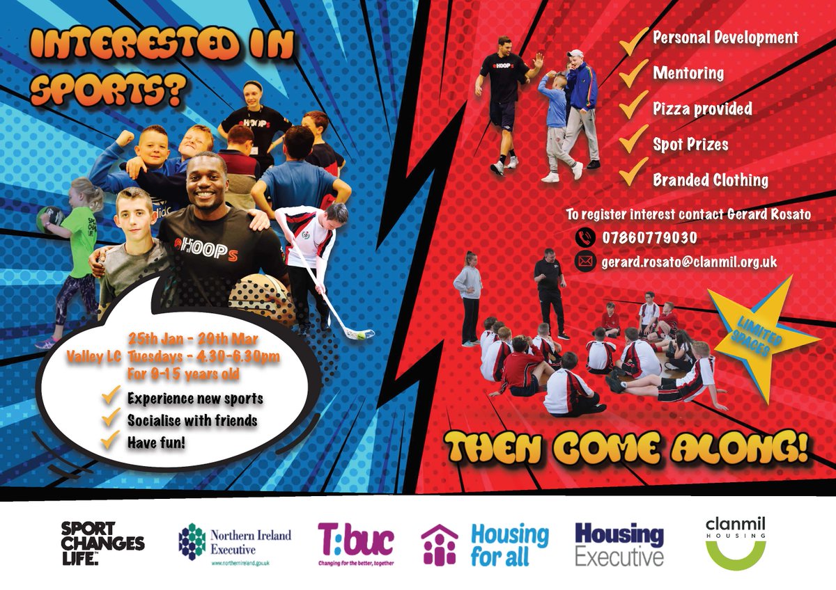 ClanmilHousing's tweet photo. 🗣️📢Calling all young people in the #Felden and #Newtownabbey areas! We’re partnering with @Sportchanges to launch a new 10 week ambassador project for 9 – 15 year olds at the Valley Leisure Centre. Check it out 👇 #PersonalDevelopment #Sport #HousingForAll https://t.co/0Ws1QjMJ6o
