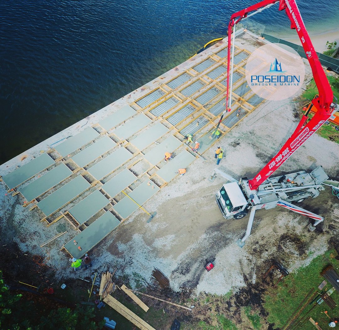 Poseidon_PDM's tweet photo. Our highly-skilled team pouring 70 plus cubic yards for seawall panels for the long awaited marina renovations at Ocean Inlet Park, Boynton Beach 
#floridaconstruction 
#marineconstruction https://t.co/cQU2YpP5Gf