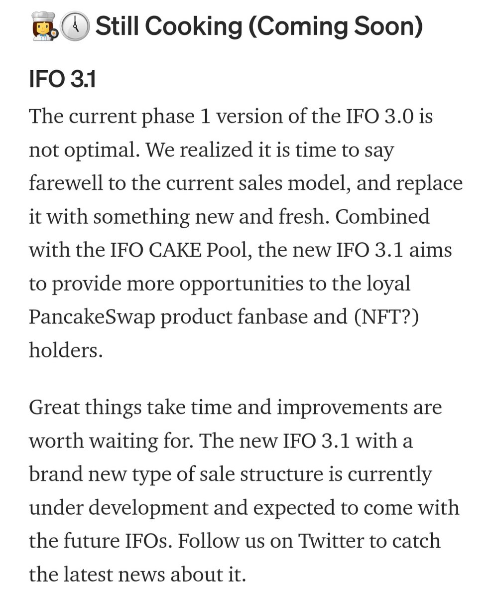 Next <a href="/PancakeSwap/">PancakeSwap</a> IFO most probably will be the last without squad utility, imagine millions of users rushing to buy #panacakesquads , only 10k squads available, might be the opportunity of a lifetime to grab the first official unique nft collection of the biggest BSC Defi 🚀