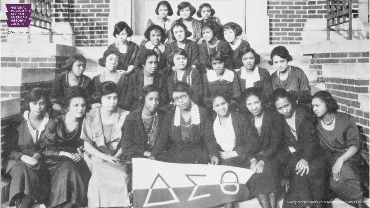 NMAAHC's tweet photo. #OnThisDay in 1913, Delta Sigma Theta Sorority, Inc. was founded by 22 women at Howard University. Organized to promote academic excellence &amp; help to those in need, the group took part in their first public act in March of 1913, at the Women's Suffrage March. #APeoplesJourney https://t.co/ByQqhT1Hcx