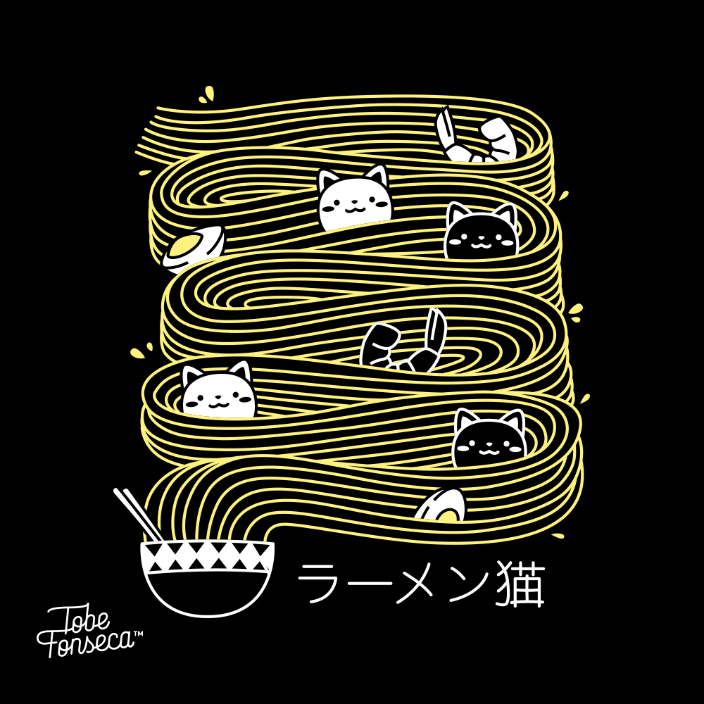 My favorite flavor 🍜 Ramen Lines Minimalist Cat Square / Tshirts, prints, iPhone cases and more 