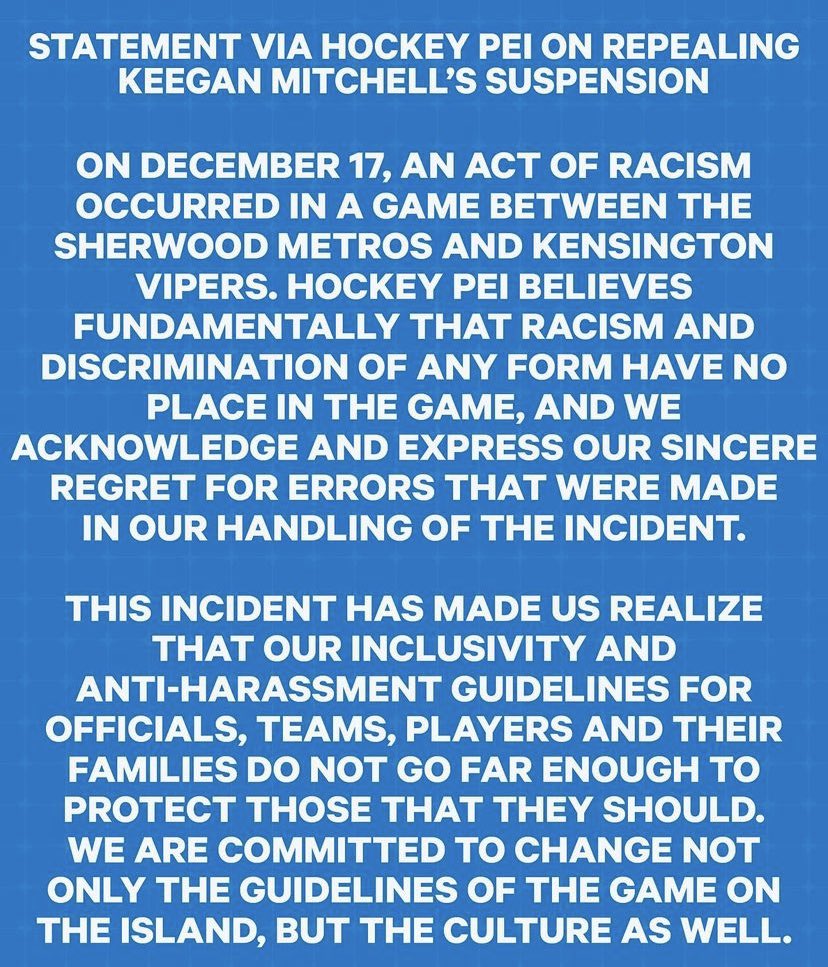 sandropacheco71's tweet photo. #HockeyPEI #Repeals #KeeganMitchell’s indefinite #Suspension https://t.co/pbG0WJMFDV