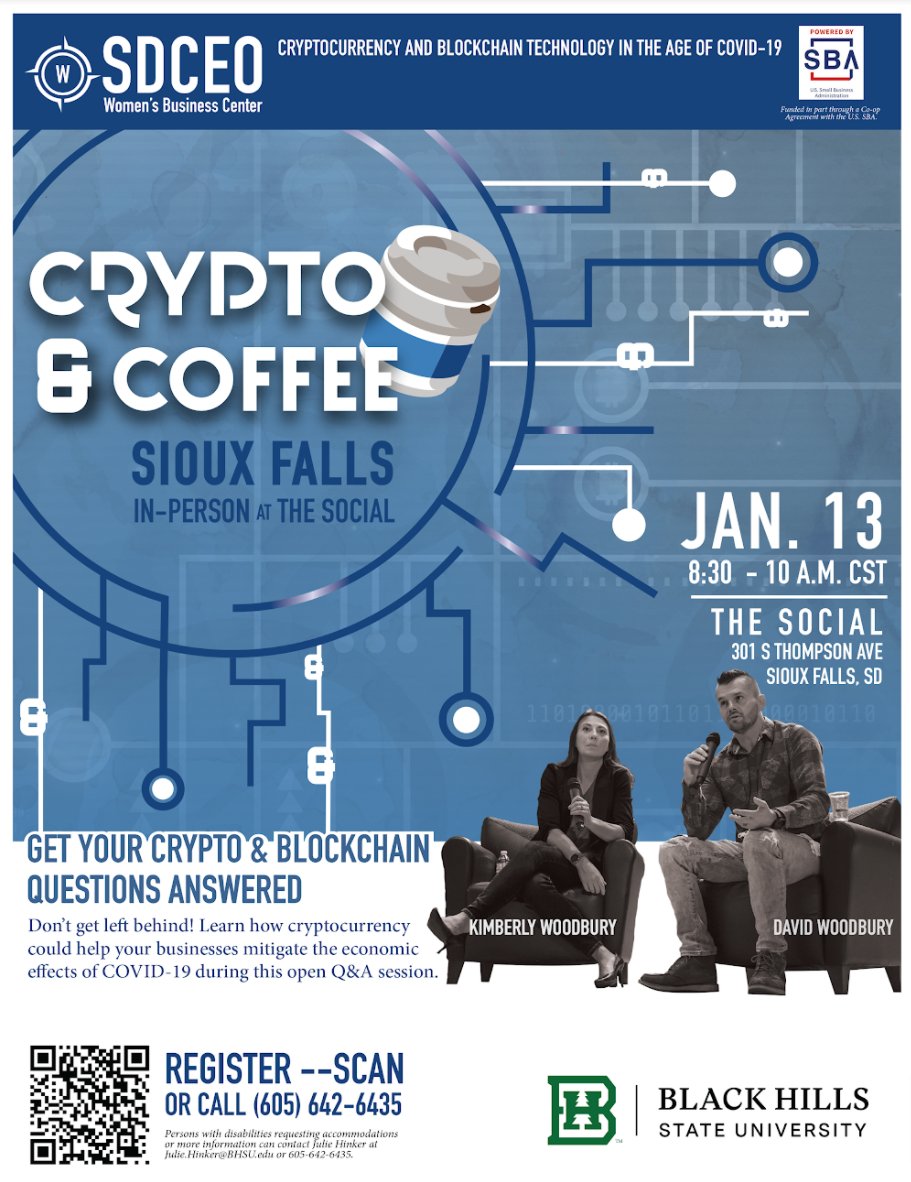coin_lion's tweet photo. If you're in Sioux Falls, come hang out with Eric and Dusty for some coffee and crypto talk. See you soon! https://t.co/quqgqByzhh