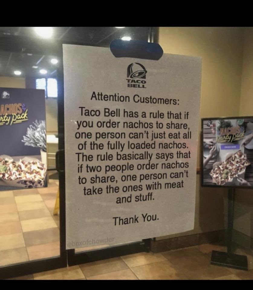 The restaurant has a rule